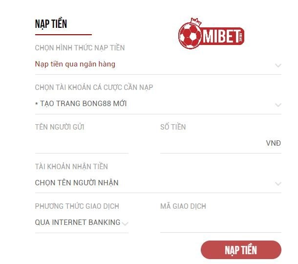 Nạp liền Mibet qua chuyển khoản ngân hàng